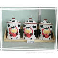 cow painted ceramic canister set